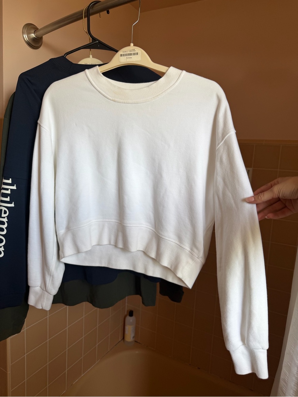 lululemon athletica White Cropped Crewneck Sweatshirt